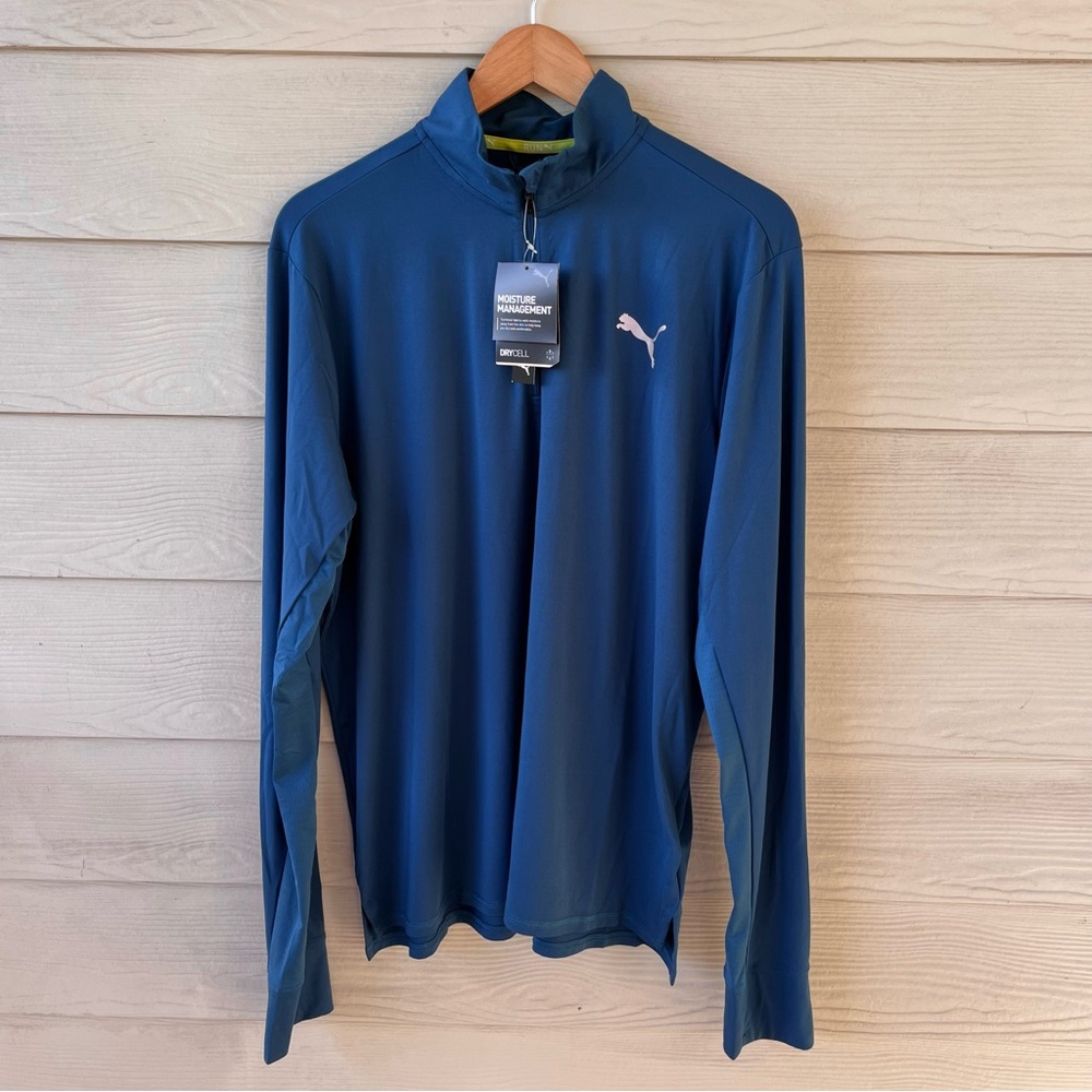 NWT PUMA Aqua Quarter Zip Pullover - Men’s Large Slim Fit w/ Thumbholes